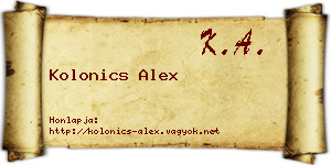 Kolonics Alex névjegykártya
