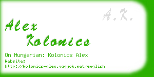 alex kolonics business card